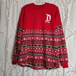 Disney Parks Disneyland Sz Medium Red Holiday Spell Out Spirit Jersey